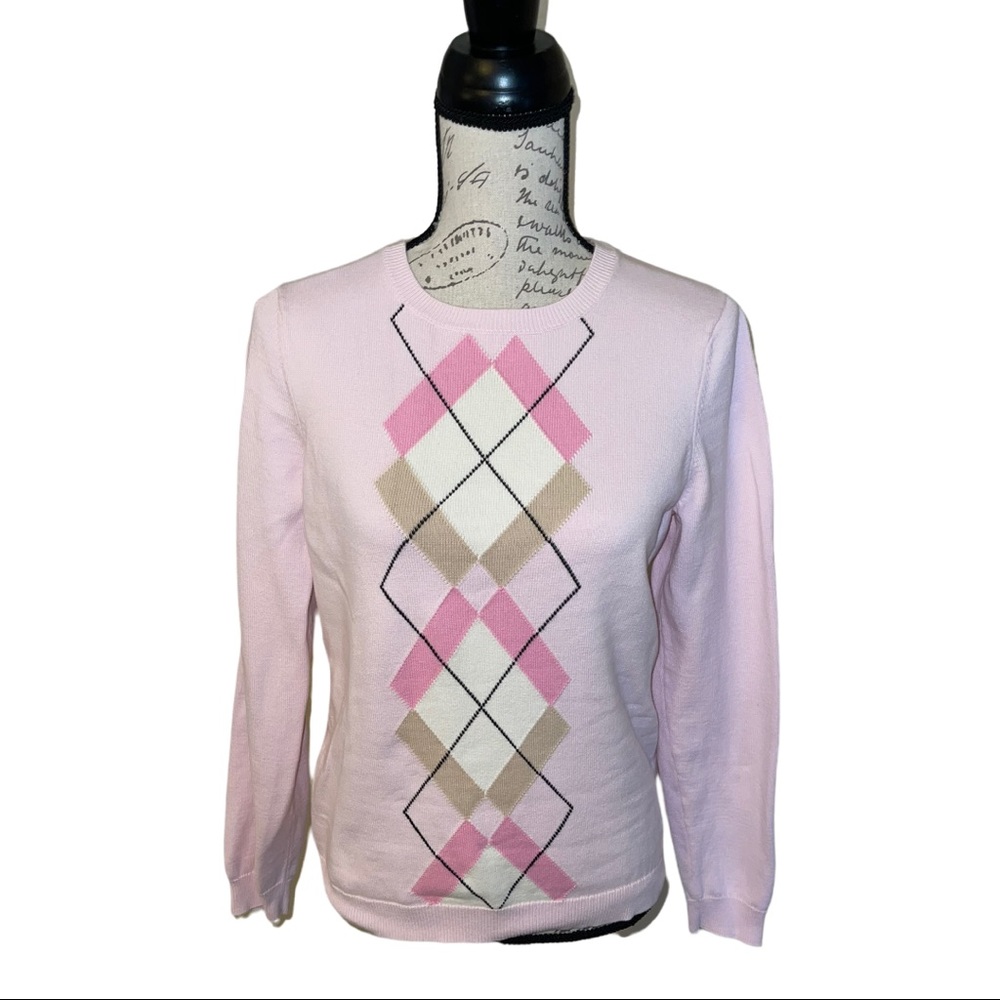 Izod Pink Argyle Crewneck Sweater